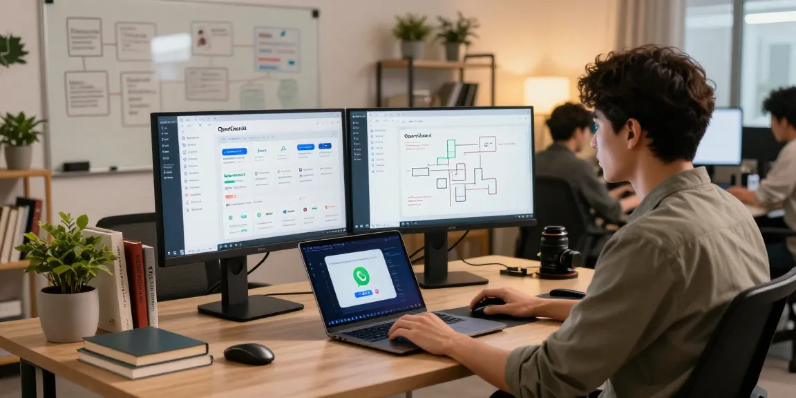 OpenClaw AI workspace with developer engaging in intelligent skill management on dual monitors.