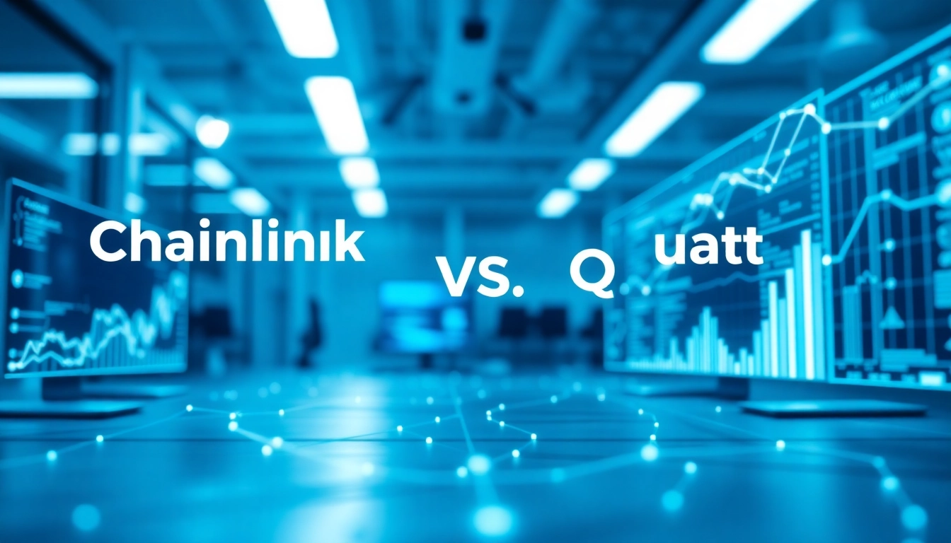 Illustrative comparison showing chainlink vs quant technologies in a tech-driven environment.