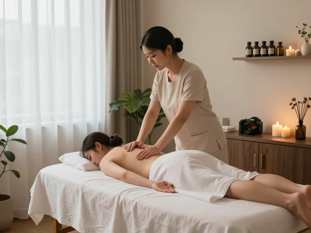 삼산동마사지 experience in a peaceful spa setting with soothing therapist.