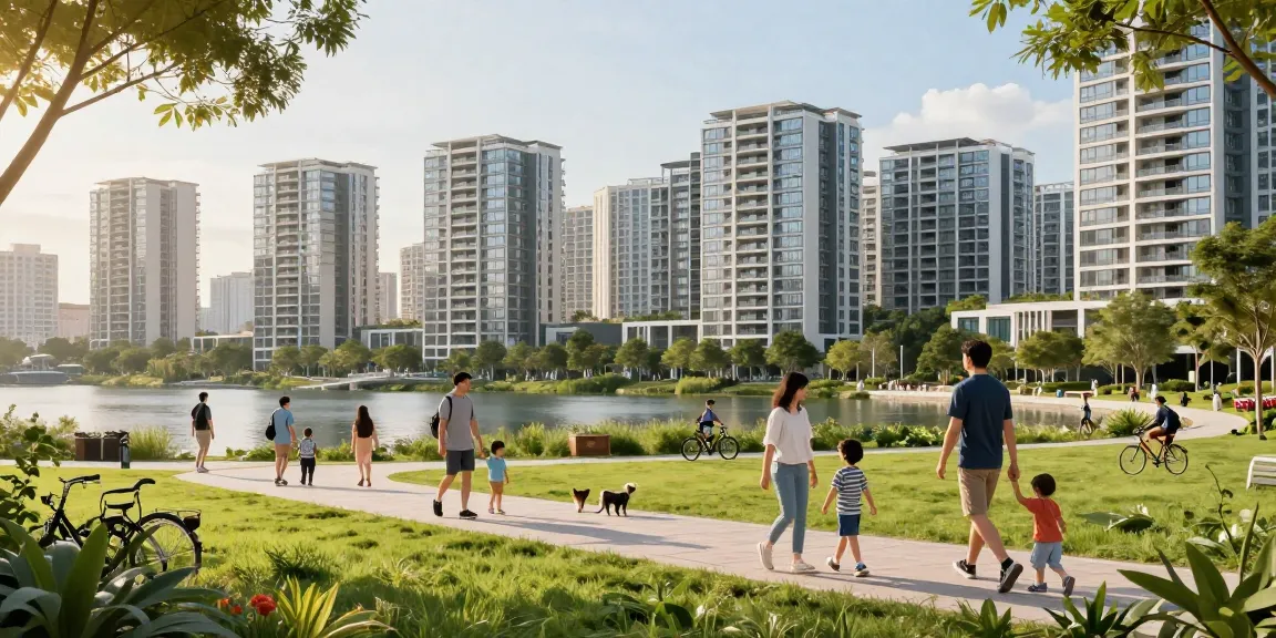 Tanjong Rhu Residences condominium with families enjoying the waterfront park and vibrant community.