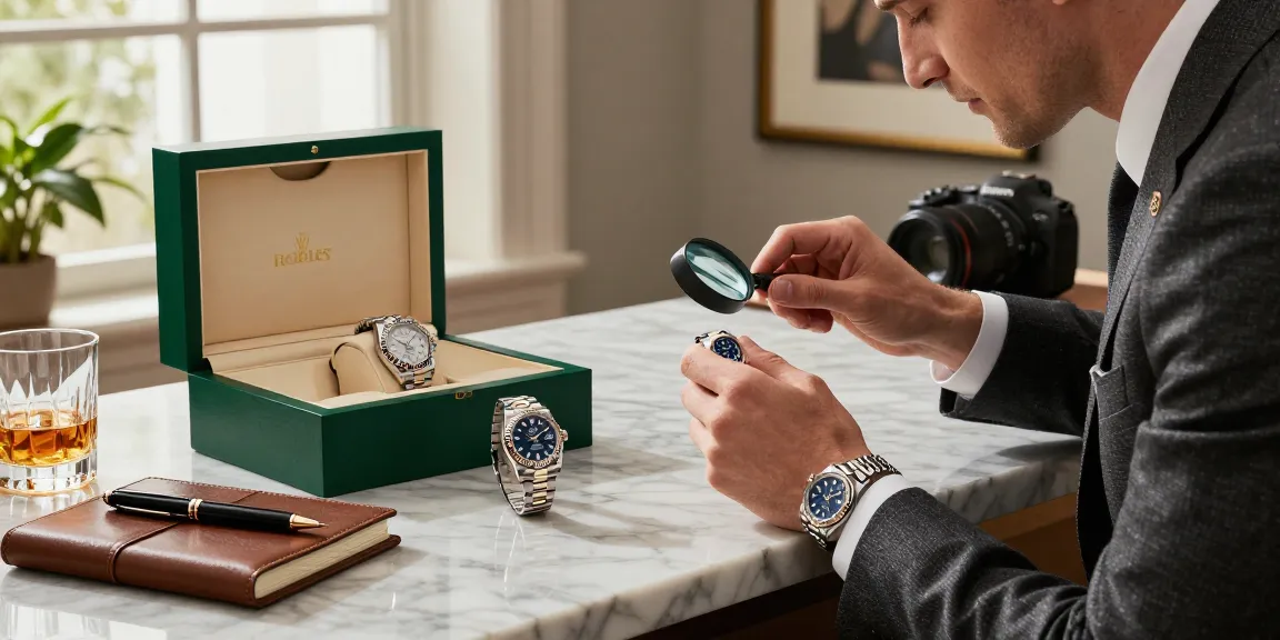 Showcasing super clone watches on a marble countertop, reflecting luxury and craftsmanship