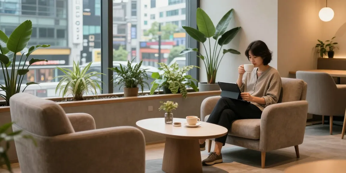 강남쩜오의 편안하고 세련된 분위기에서 여유롭게 시간을 보내는 모습