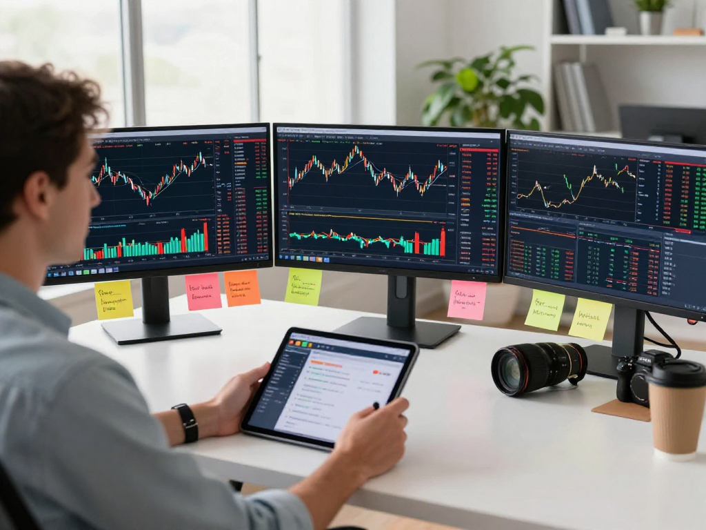 使用TradingView官网进行市场分析的交易者在现代办公环境中。