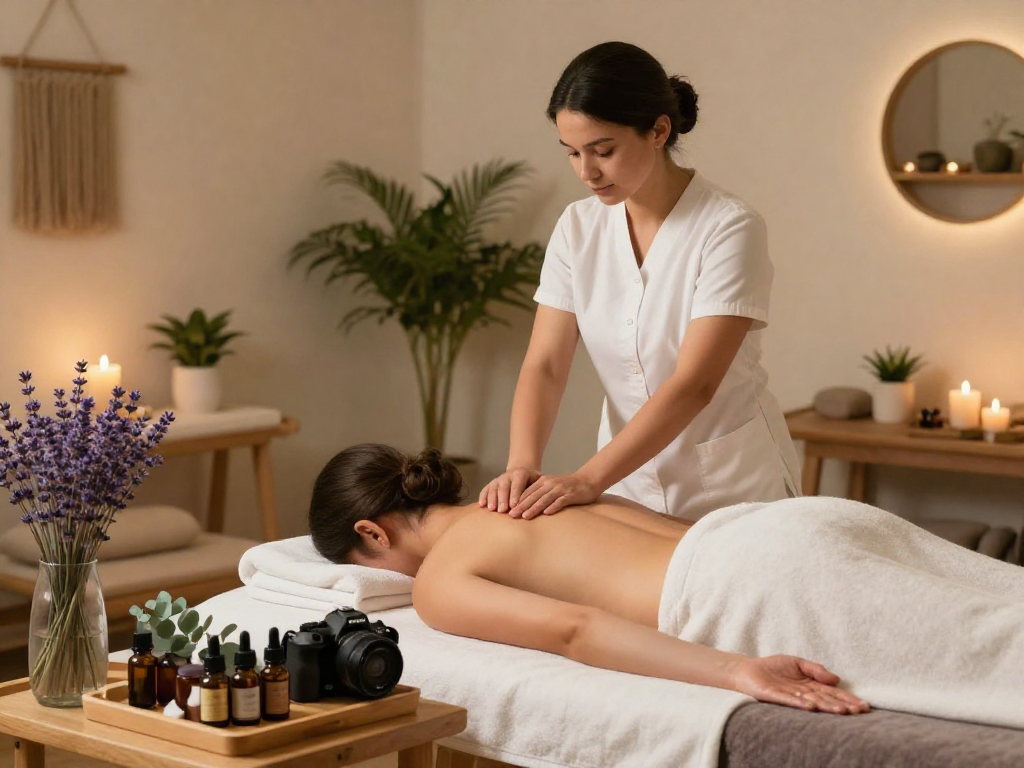 Aromatherapy massage session at Balanced Massage promoting mantra88 wellness.