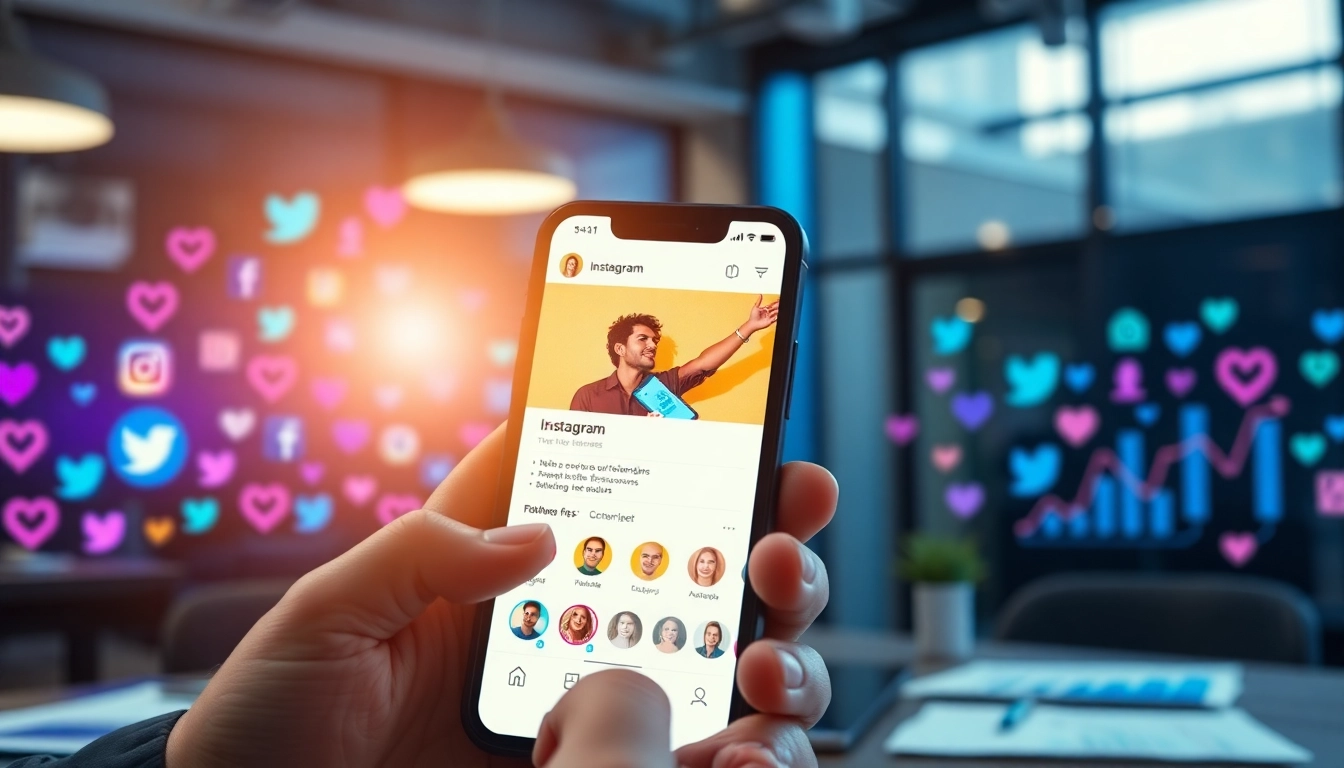 instagram フォロワー 買うで増加するフォロワーを表示するスマートフォンとオフィスの設定。
