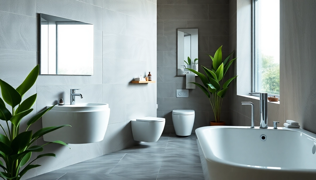 Die Sanitärlösungen von sonni sanitär GmbH in einem modernen Bad mit stilvollen Armaturen und Pflanzen.