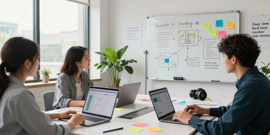 Team collaborating on LLG Digital Marketing Services strategies in a modern workspace.