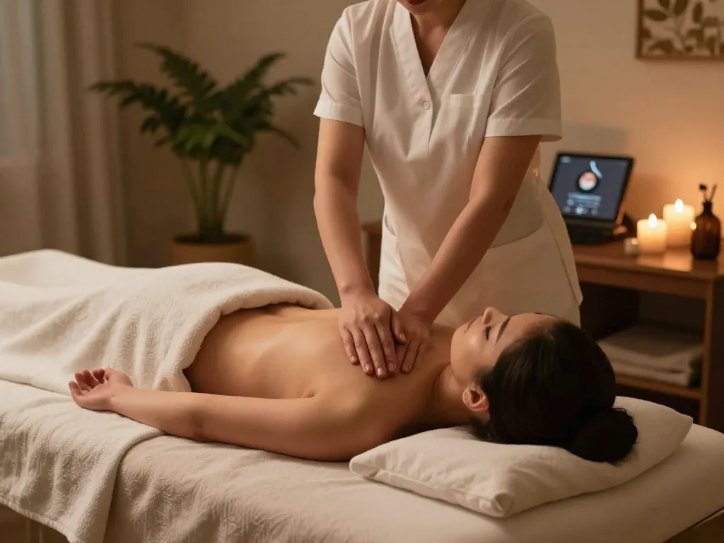 Experience a relaxing 잠실스웨디시 massage in a serene spa environment with soothing lighting and aromatic elements.