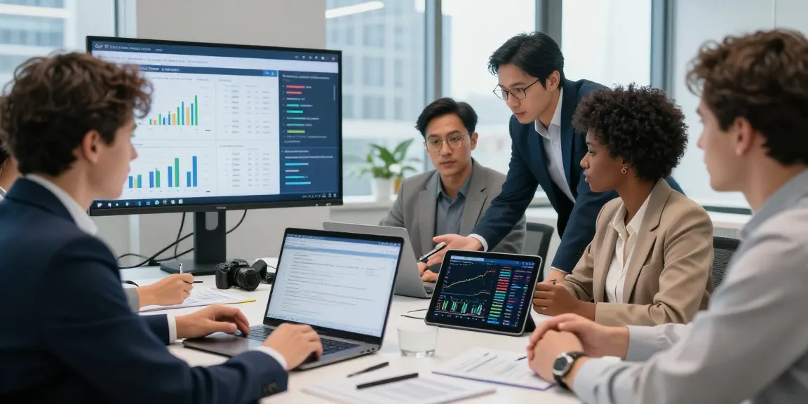 Finance team discussing cibc cmo strategies in modern office.