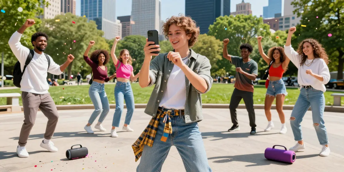 Engaging scene on how to become a TikTok influencer, featuring a content creator recording a dance challenge in urban park