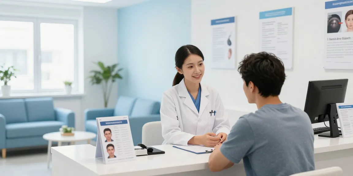 Hair transplant turkey consultation in a medical facility, showing healthcare provider and patient care.