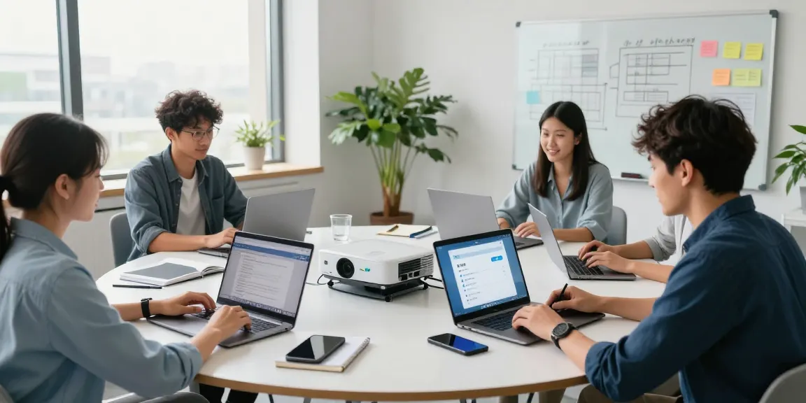 Developers collaborating on Telegram中文 language settings in a modern workspace.