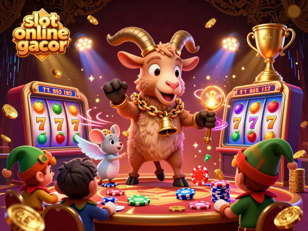 Engage with the exciting slot online gacor experience through a vibrant casino scene featuring unique characters in action.