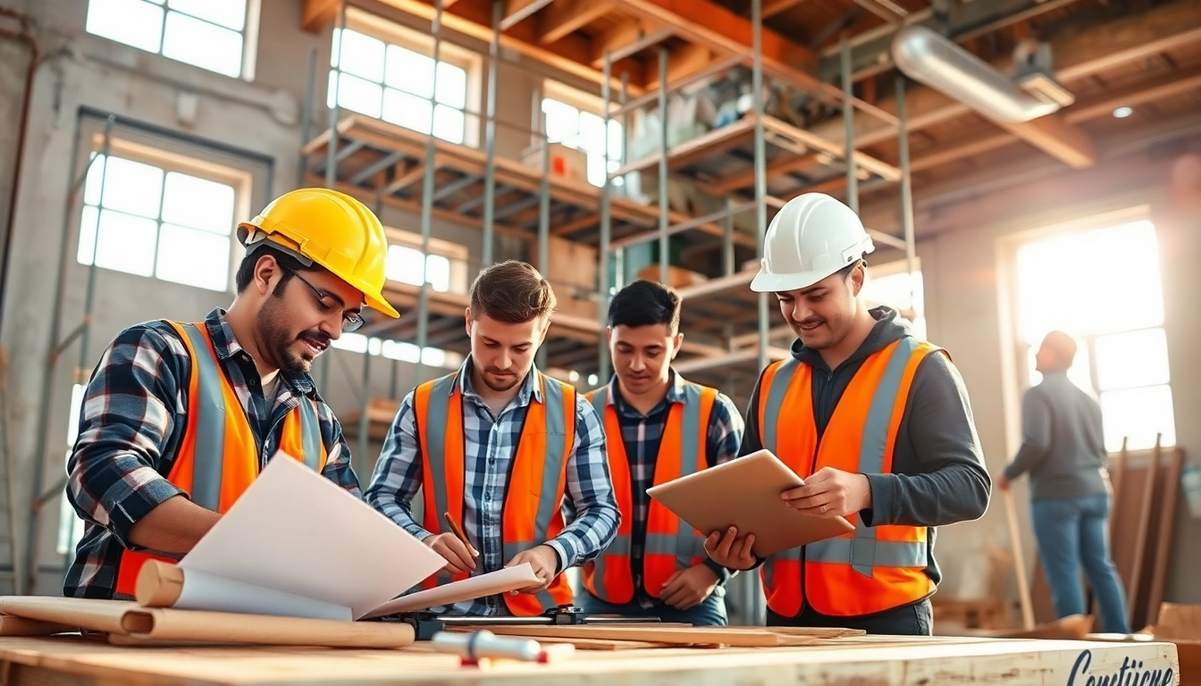 Engaged apprentices in construction apprenticeships carolinas actively collaborating on a site.