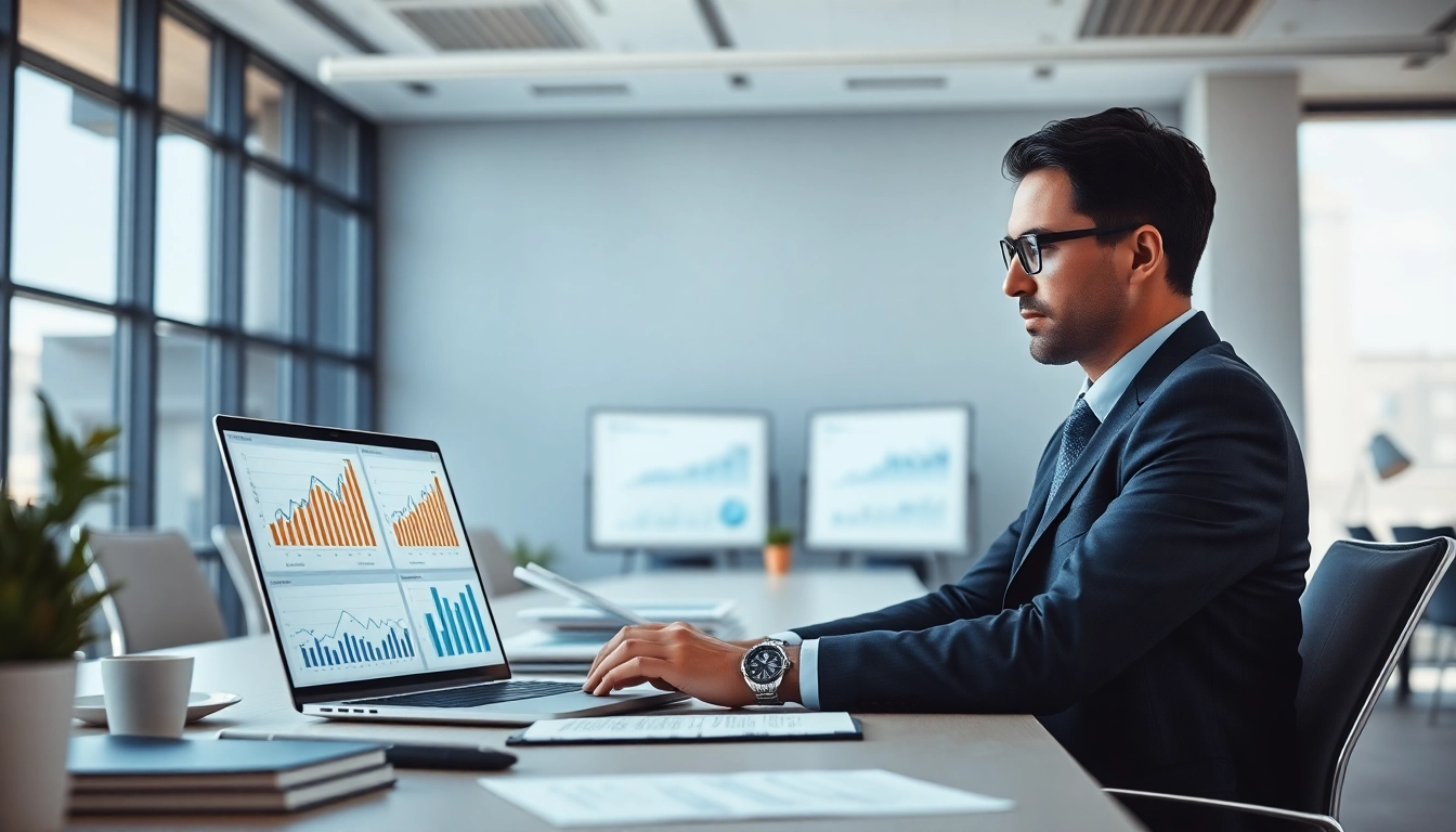 Analyze how to find competitor customer list in a modern office with a laptop and data charts.