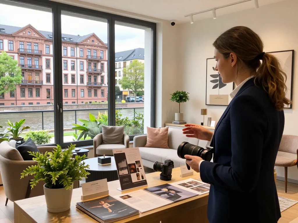 Anschauliche Präsentation des Immobilienmaklers Frankfurt Sachsenhausen, die gehobene Immobilienmerkmale in modernem Ambiente zeigt.