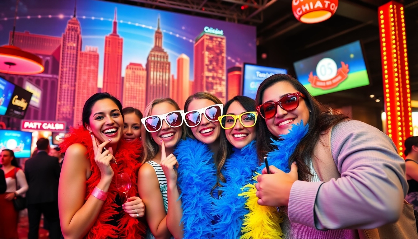 Capture lively moments at a photo booth chicago with fun props and city landmarks.