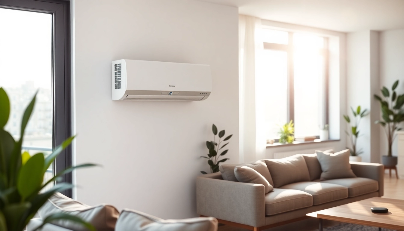 Efficient daikin mini split ac cooling a modern living room with stylish decor.