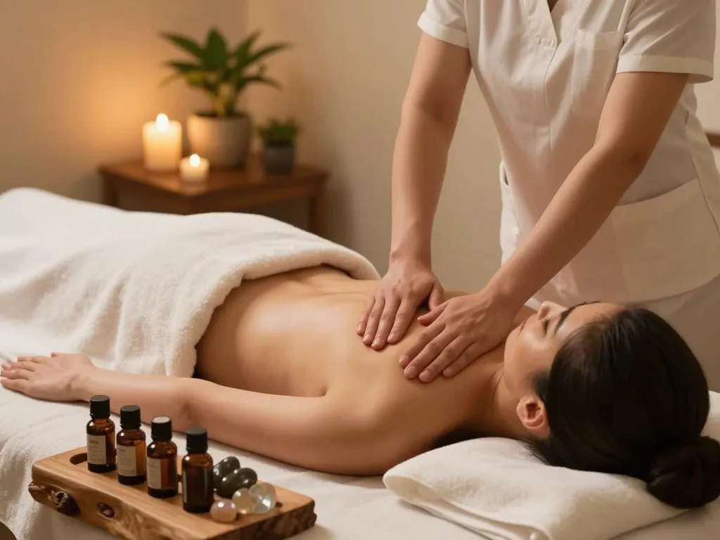 마포스웨디시 massage therapy session in a tranquil spa environment.