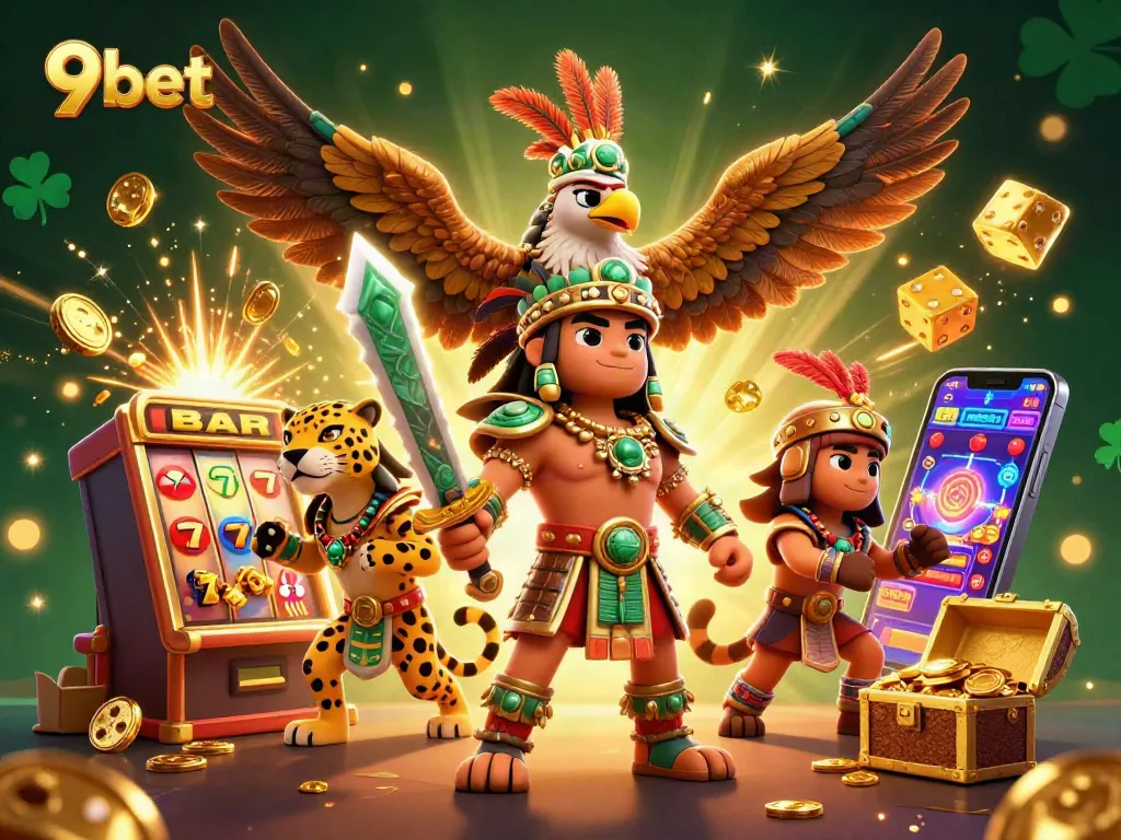 Engage in thrilling gameplay at 9bet with an Aztec warrior and jackpot excitement.