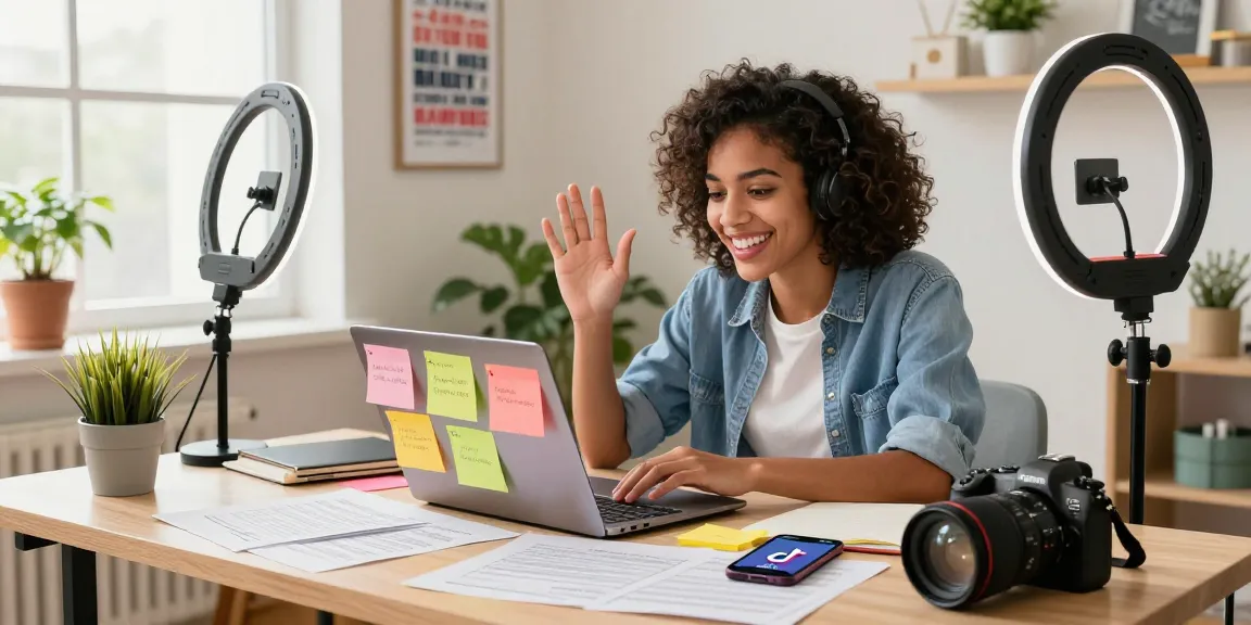 Learn how to get 5000 followers on TikTok with smart content creation tips in a vibrant workspace.
