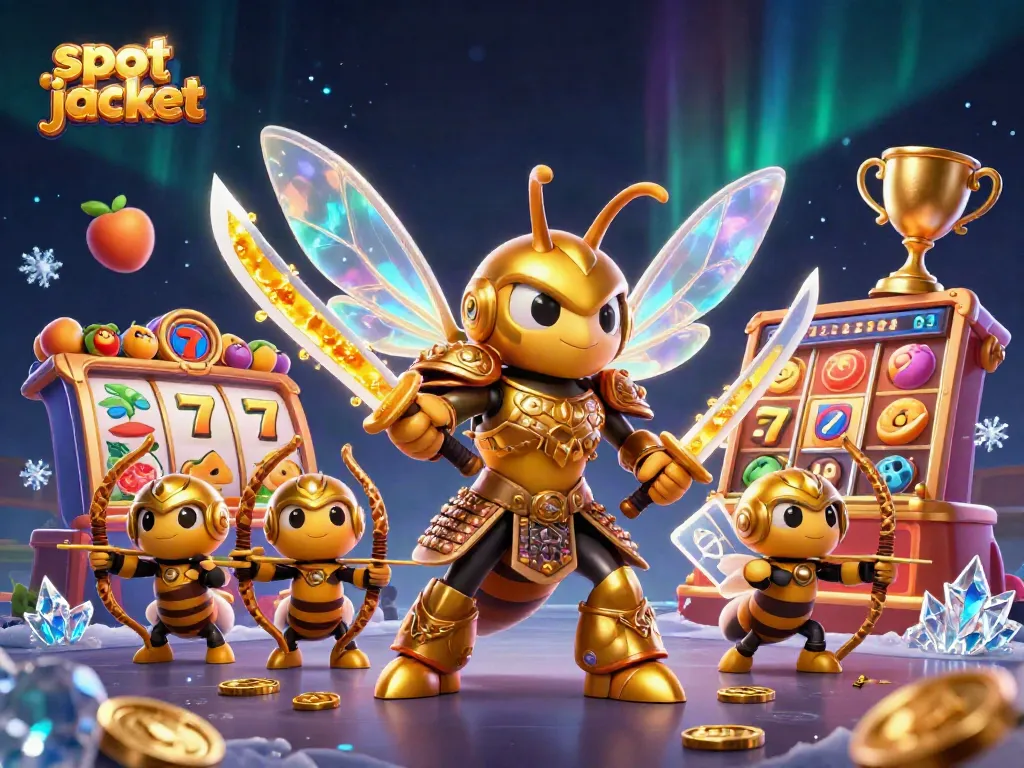 Experience thrilling slot jackpot action with vibrant characters and dynamic gameplay elements in this 3D illustration.