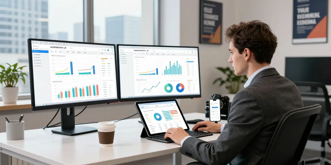 Dynamic business analytics workspace analyzing scenadomen.pl performance metrics and competitive insights.