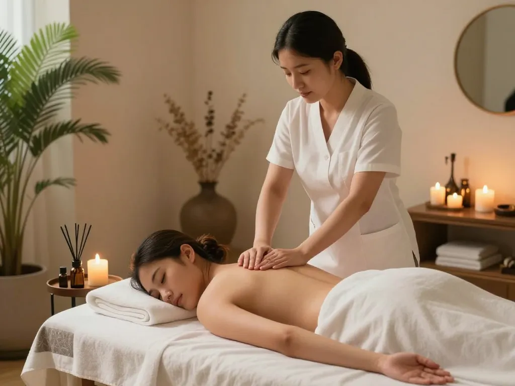 Relaxing Swedish massage experience highlighting 논현동마사지 in a tranquil spa setting.