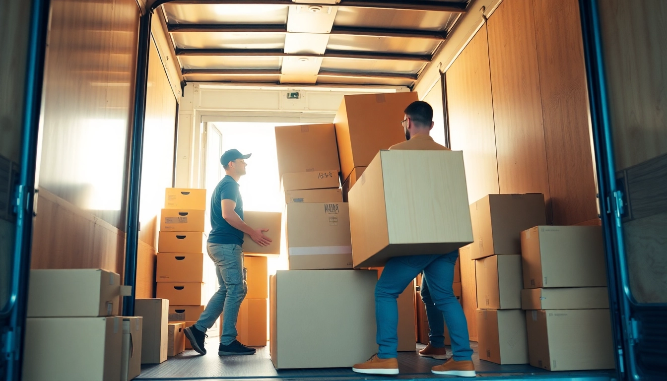Moving Company team packing furniture securely in a truck for a reliable move.