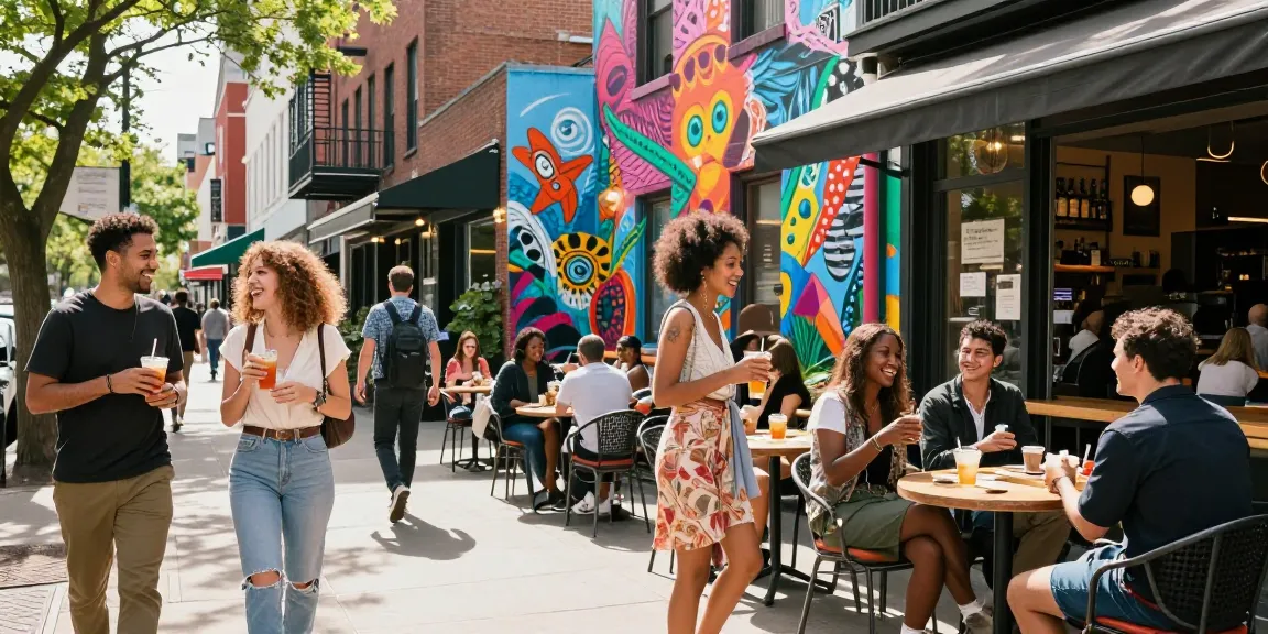 Friends enjoying drinks in a vibrant neighborhood exploring the cultural essence of https://forumup.org/shop/search.php?ca_id=&addr1=&addr2=&addr3=&schKeyword= while laughing and wearing trendy outfit