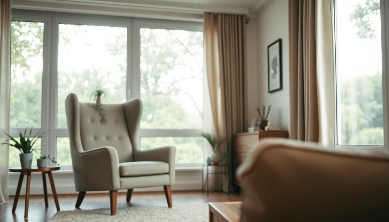 Anxiety symptoms relief therapy session in a calm, inviting setting.