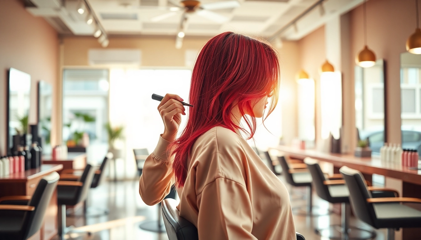 Stylish hair salon coafura with vibrant hair treatments and creative styling.