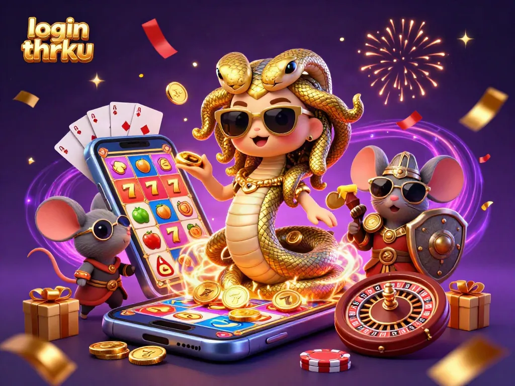 Engage in the thrilling experience of login thrku with colorful slots and festive characters.