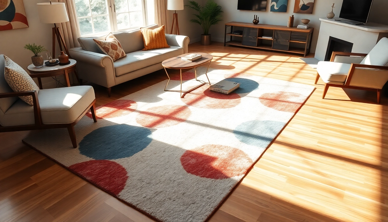 Washable Rugs collection displayed in a stylish living room, highlighting vibrant designs and textures.