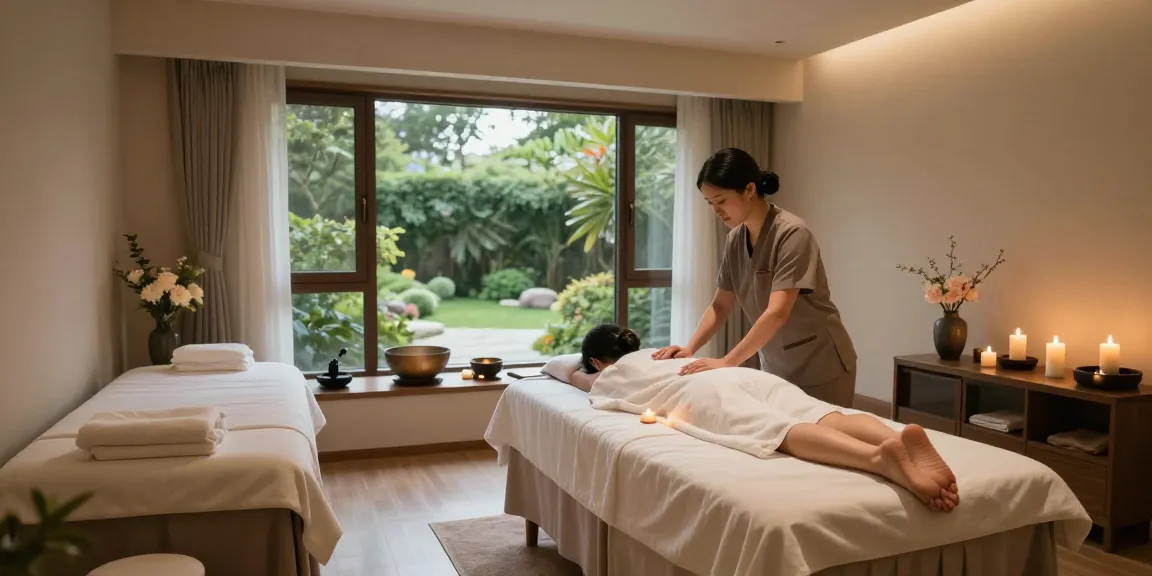 Rejuvenating 대구마사지 session in a tranquil spa room with calming decor.