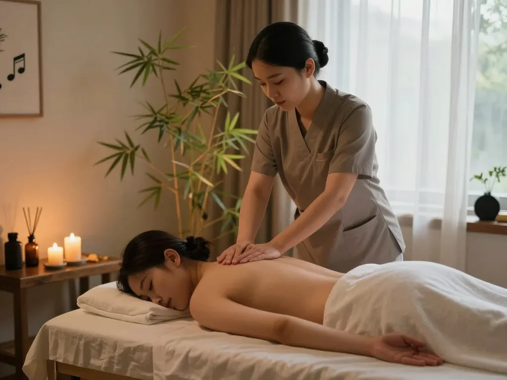 Relaxing Swedish massage therapy scene in 천안스웨디시 spa with soothing ambiance.