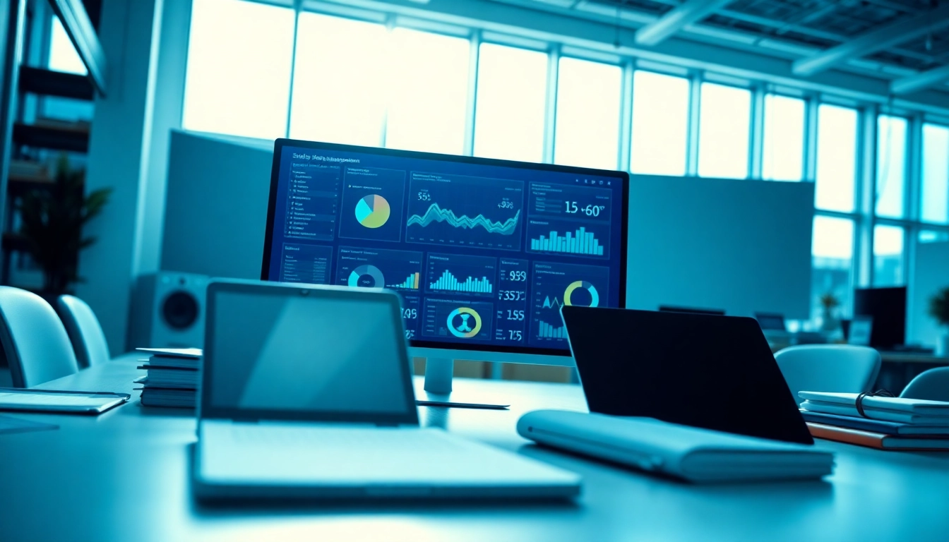 Visual representation of supply chain management software displayed on a modern office screen.
