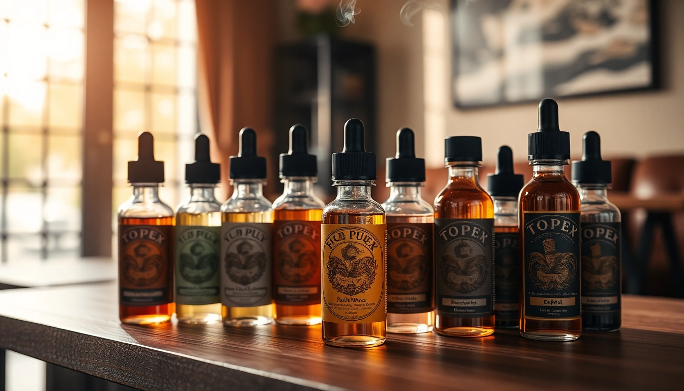 Flaschen mit Liquid sicher platziert auf einem Tisch in einem gemütlichen Raum mit sanfter Beleuchtung.