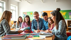 Engaging classroom scene highlighting Education through collaborative learning activities.