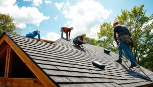 Showcasing high-quality roofing solutions during a professional roof installation process.