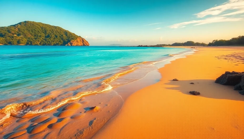 Belíssima vista da praia de Paripueira (AL) com areias douradas e águas turquesa, convidando os visitantes a relaxar.