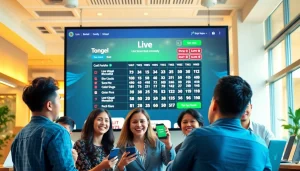 Menampilkan platform bandar togel online yang profesional dan menarik dengan pengguna yang merayakan kemenangan.