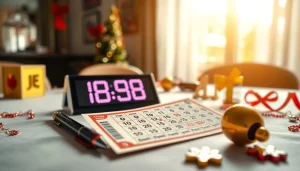 Menampilkan tiket bandar togel berwarna-warni di atas meja dengan suasana yang meriah.