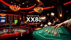 Experience the excitement at Nhà cái XX88 as players throw dice and place bets in a luxurious casino setting.