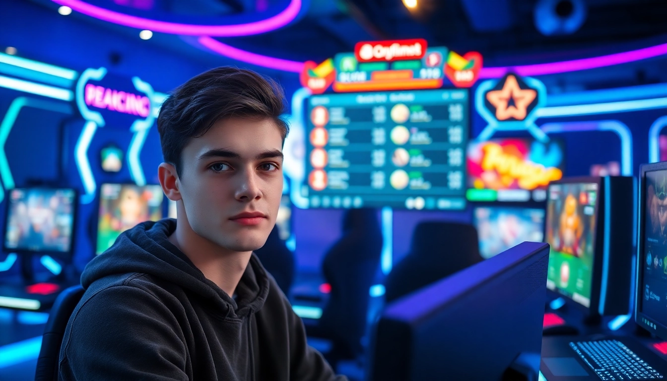 Mengakses link diantogel dengan gamer profesional di latar futuristik.