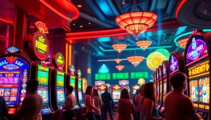 Menangkan slot togel pada mesin slot yang berkilau dan ramai pemain di kasino.