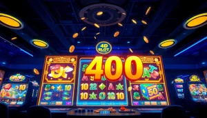 Menggambarkan pengalaman bandar toto 4d slot dengan antarmuka permainan yang cerah dan interaktif.