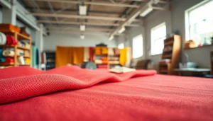 Punta di Roma stofdetail in een sfeervolle textielwerkplaats.