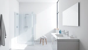 Die Duschkabine von sonni sanitär GmbH in einem modernen Badezimmer.