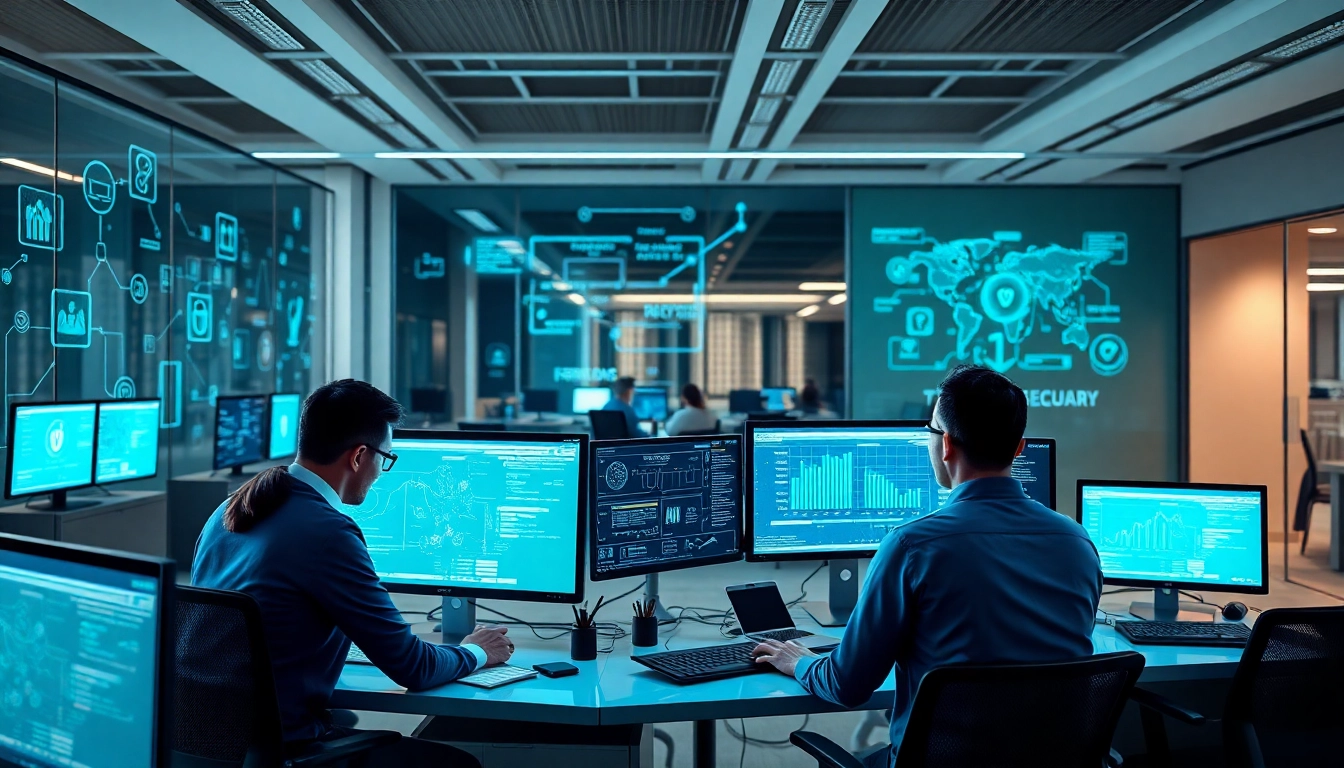 Cybersecurity Services Tampa team collaborating in a modern operations center, showcasing innovative technology.